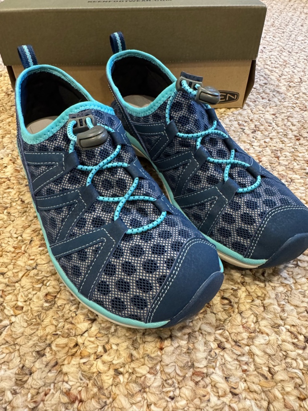 Keen Poseidon Capri Navy & Aqua Mesh Slip-On Sneakers